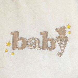 Carter's Baby Blanket Soft Plush Fleece Cream Embroidered Word